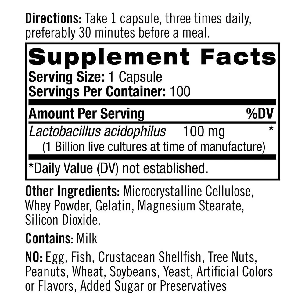 Natrol Acidophilus Probiotic (100 Capsules) - Obrázek 2