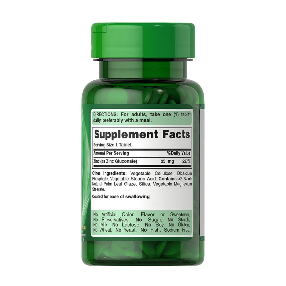 Puritan's Pride Zinc 25 mg (100 Tablets) - Obrázek 2