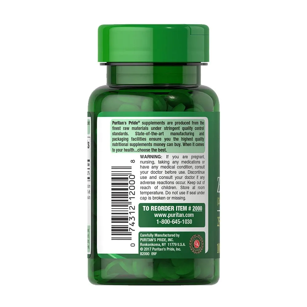 Puritan's Pride Zinc 25 mg (100 Tablets) - Obrázek 5