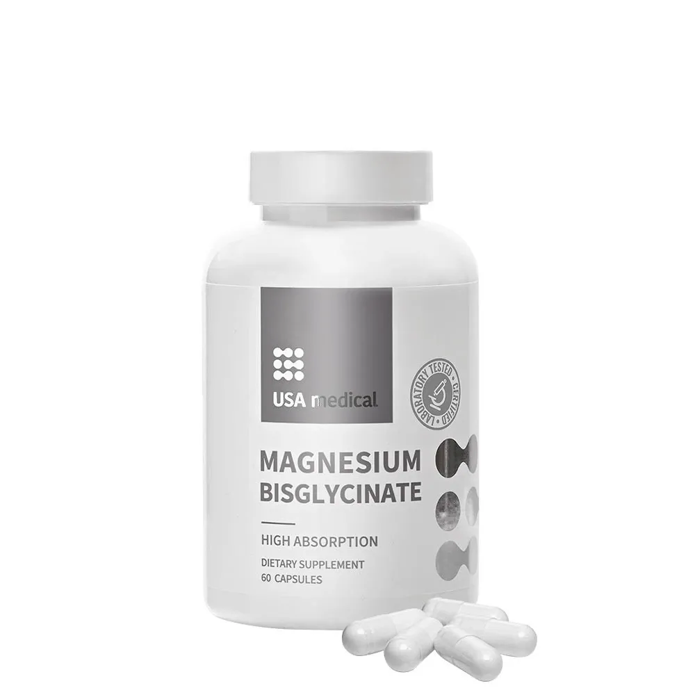 USA medical Magnesium Bisglycinate (60 Capsules) - Nuvalia