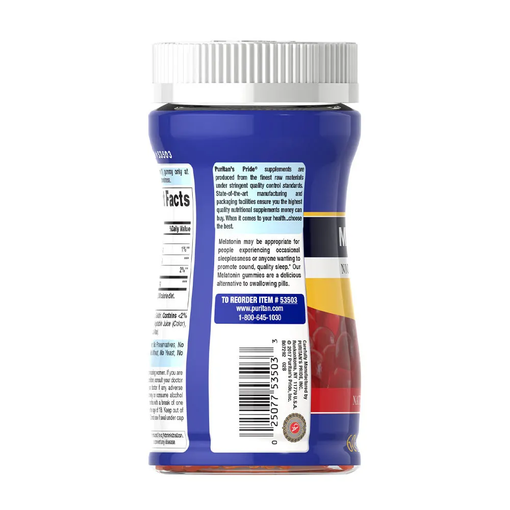 Puritan's Pride Melatonin Gummy 2.5 mg (60 Gummies, Strawberry) - Obrázek 3