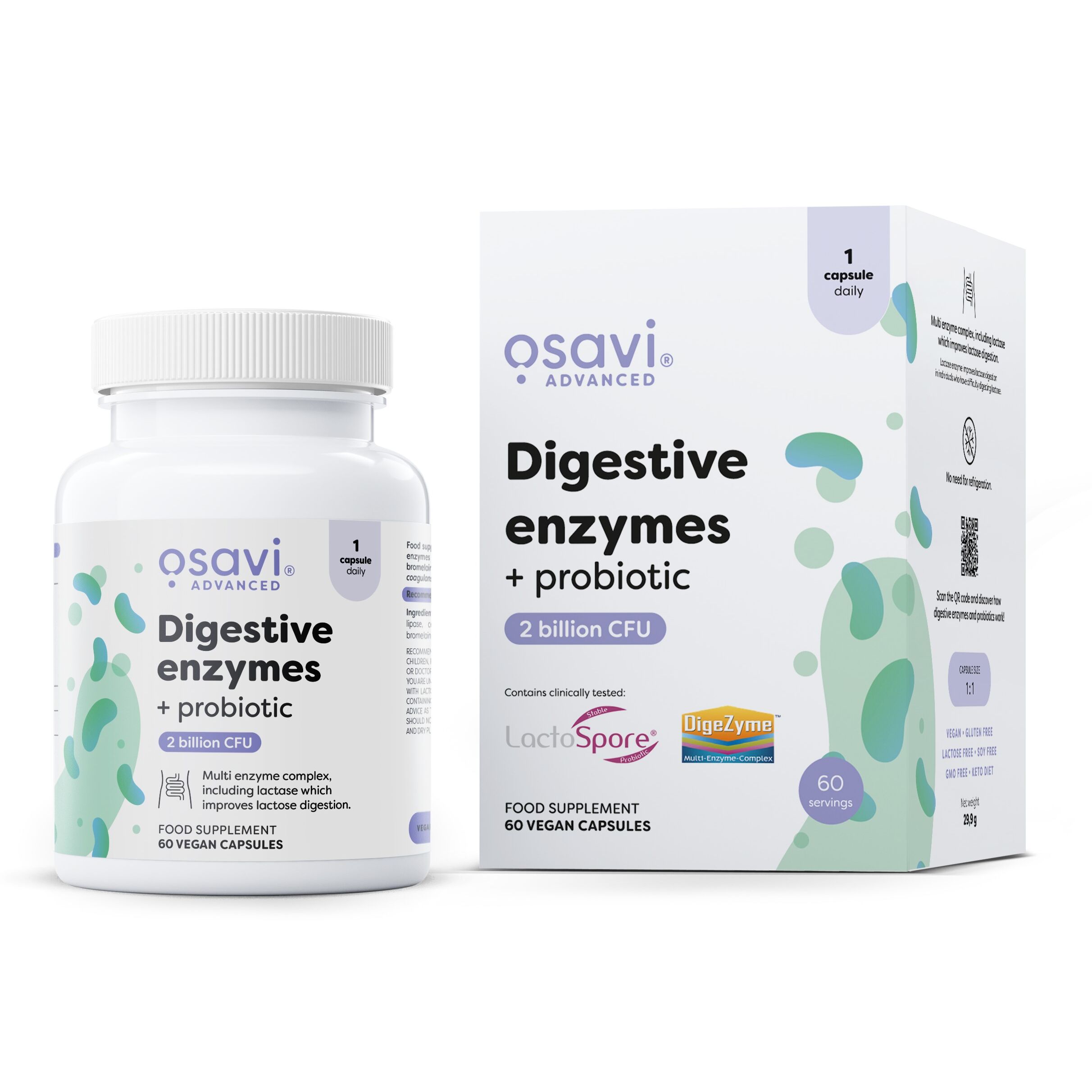 Trávicí enzymy + probiotika – 60 veganských kapslí – Viking Supplements
