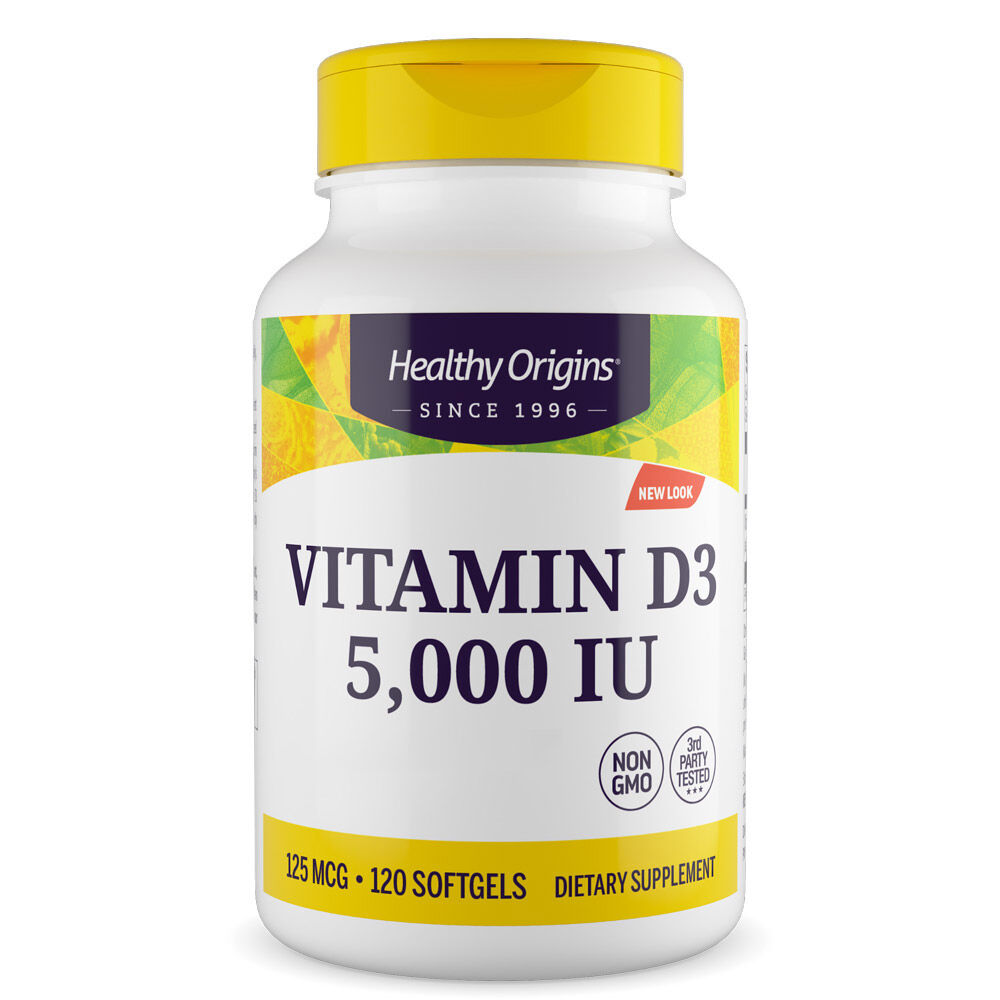 Healthy Origins Vitamin D3 Depot 5 000 IU, 120 měkkých tobolek – Viking Supplements