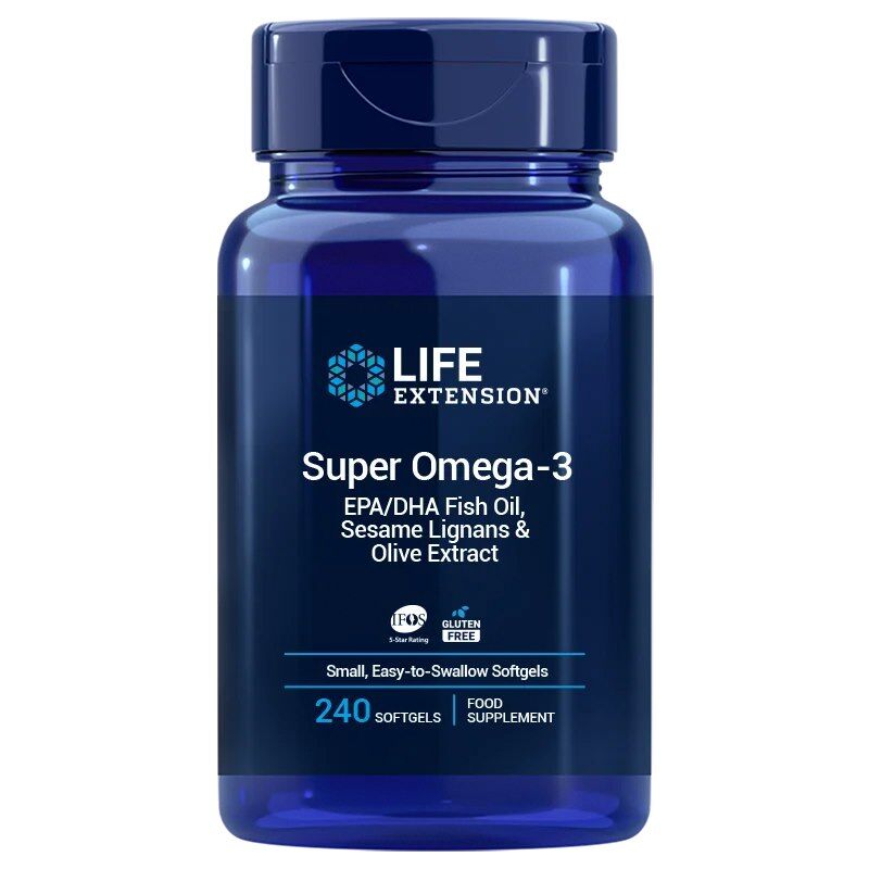 LIFE EXTENSION Super Omega-3 EPA/DHA se sezamovými lignany a olivovým extraktem – verze pro EU (240 snadno polykatelných sgels) – Viking Supplements