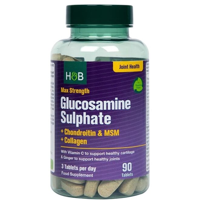 Glukosamin sulfát s maximální účinností + chondroitin a MSM + kolagen – 90 tablet – Viking Supplements