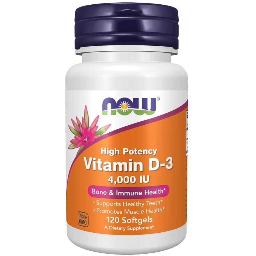 NOW FOODS Vitamin D3 4000 IU (120 sgels) – Viking Supplements