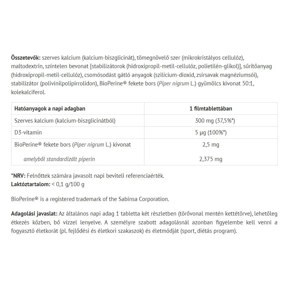 Natur Tanya Calcium Bisglycinate (60 Tablets) - Obrázek 2