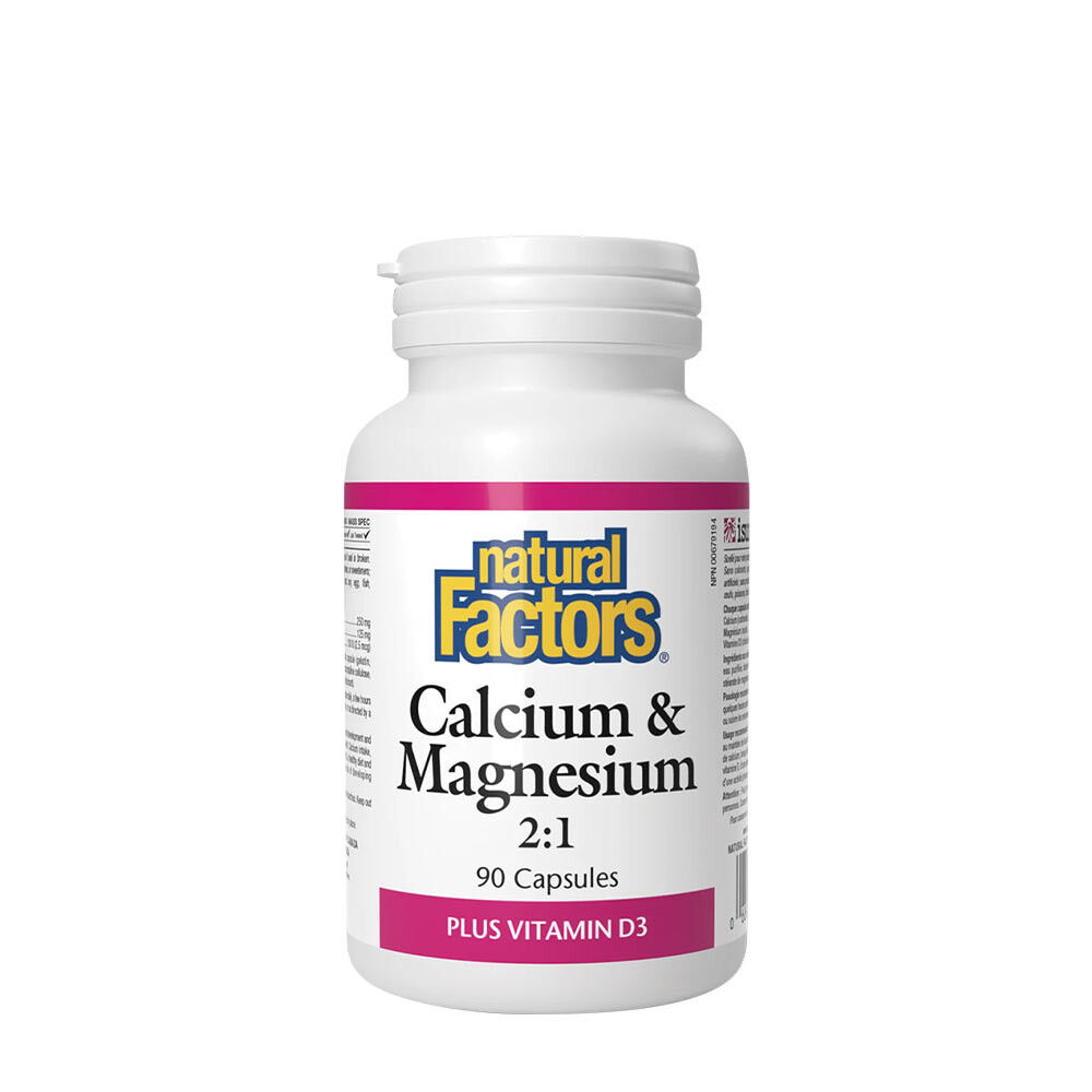 Natural Factors Vápník a hořčík v poměru 2:1 s vitamínem D3 (90 tobolek) – Viking Supplements
