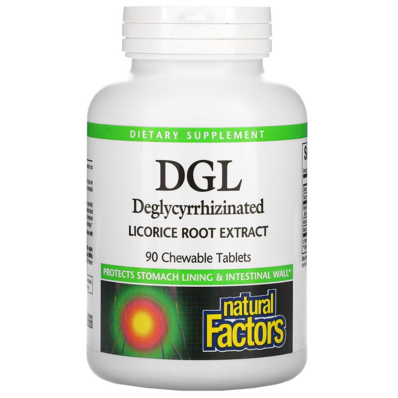 Natural Factors DGL – kořen lékořice zbavený glycyrrhizinu, 400 mg, 90 žvýkacích tablet – Viking Supplements