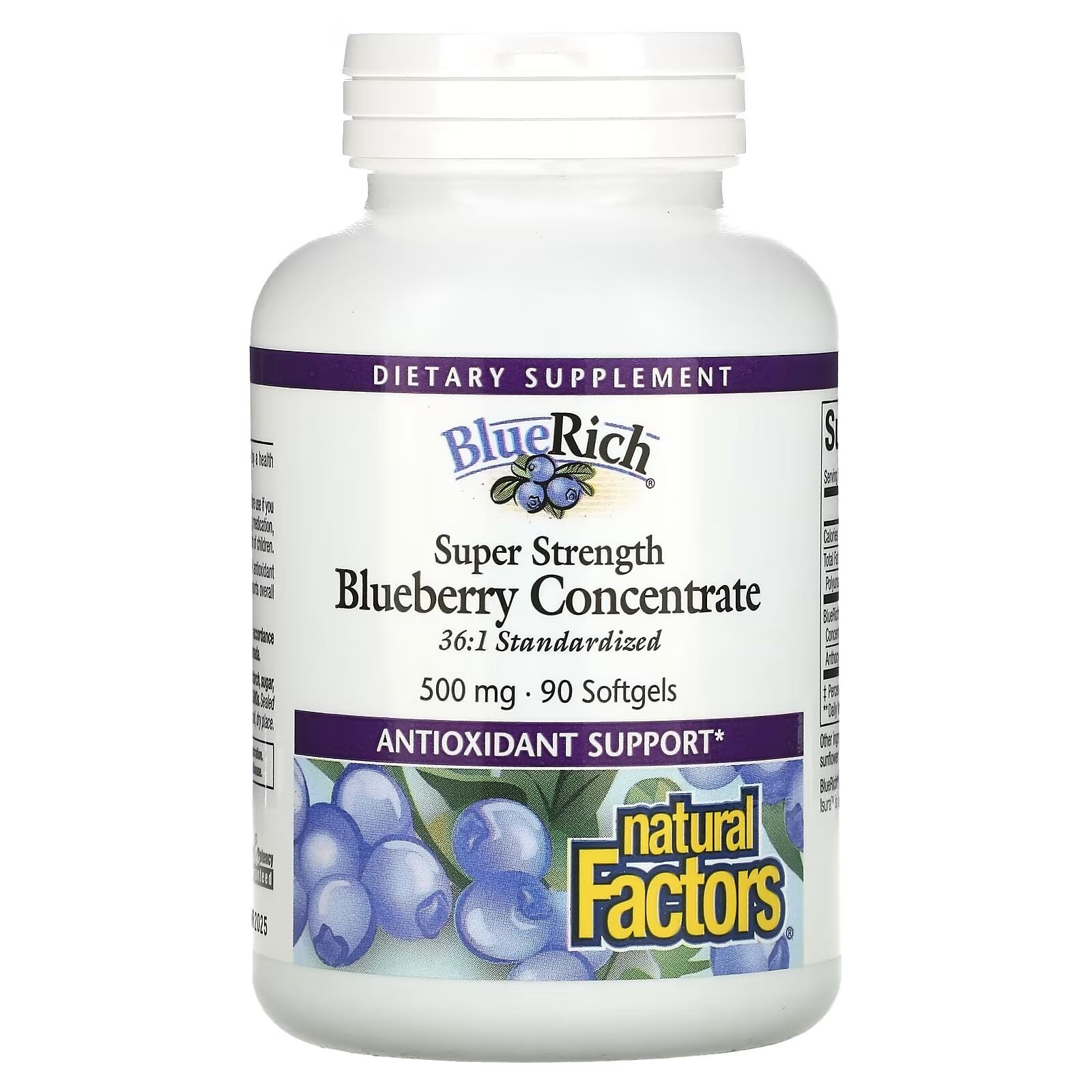 Natural Factors Super Strength – koncentrát z borůvek 500 mg, 90 měkkých tobolek – Viking Supplements