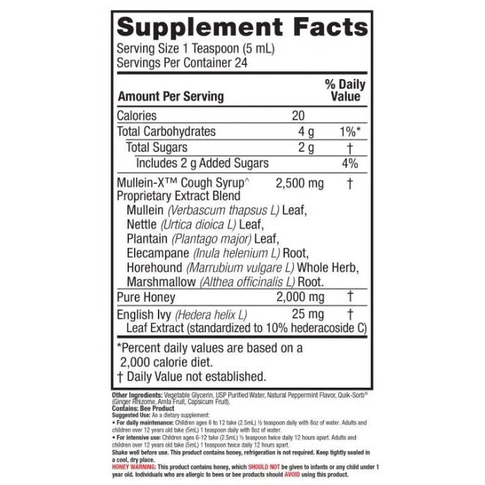 Nature's Answer Mullein-X Cough Syrup 4 oz (120ml) - Obrázek 3