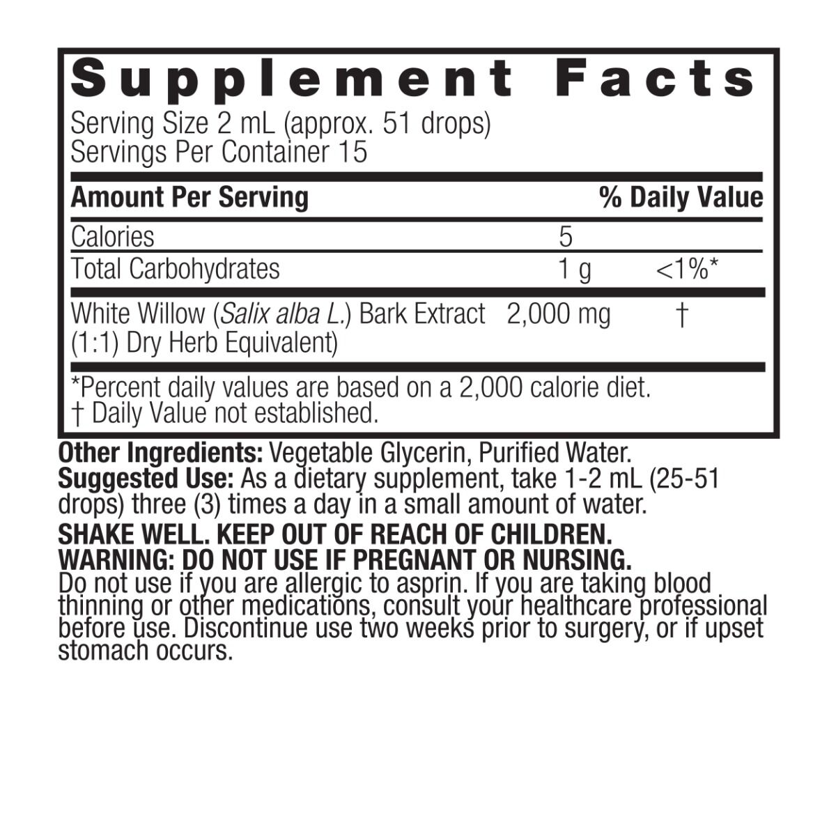 Nature's Answer White Willow 2000mg Alcohol-Free 30ml - Obrázek 4
