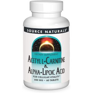Source Naturals Acetyl-L-Carnitine & Alpha-Lipoic Acid 650mg 60 Veg. Tablets - Nuvalia