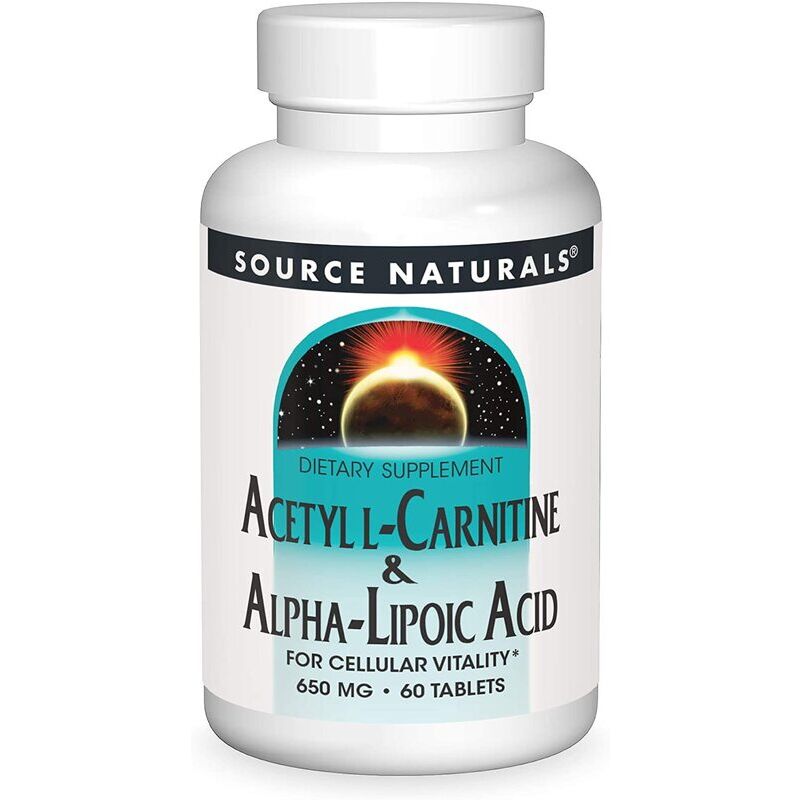 Source Naturals Acetyl-L-Carnitine & Alpha-Lipoic Acid 650mg 60 Veg. Tablets - Nuvalia