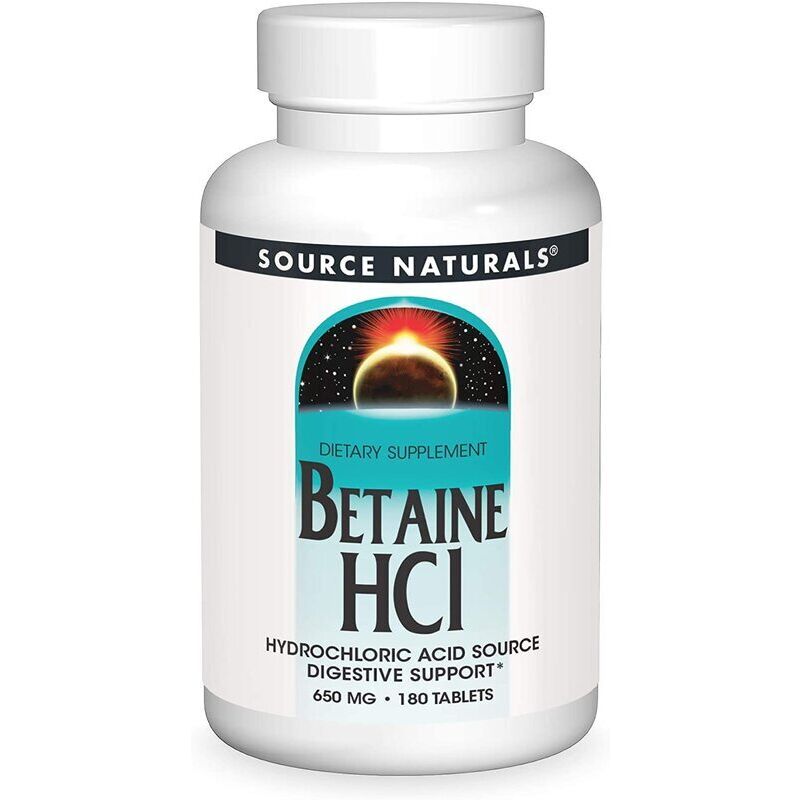 Source Naturals Betain HCl 650 mg, 180 tablet – Viking Supplements