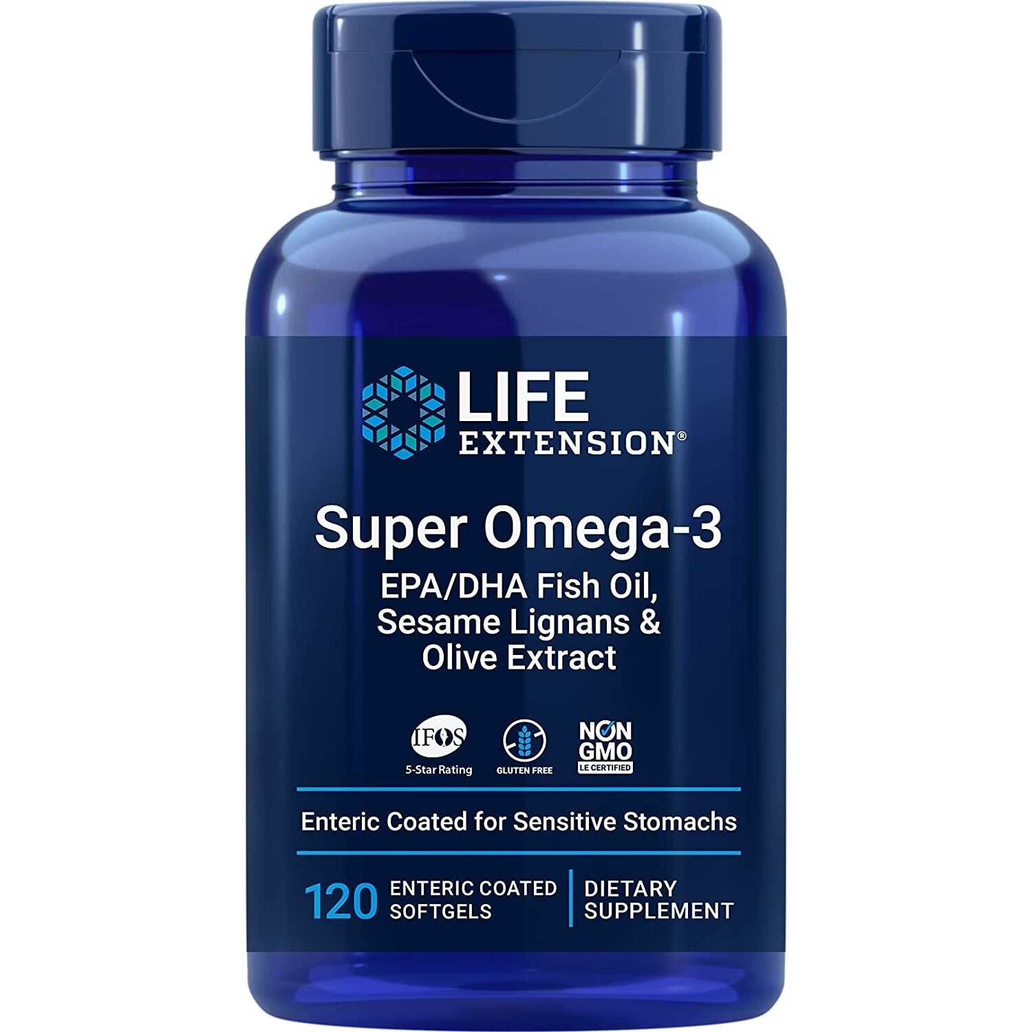 Super Omega-3 EPA/DHA se sezamovými lignany a olivovým extraktem – 120 měkkých tobolek s enterickým obalem – Viking Supplements