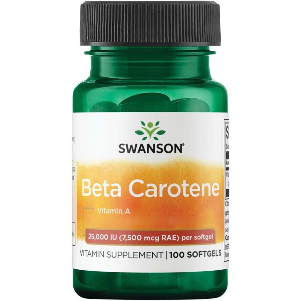 Swanson Beta-karoten 25 000 IU (7 500 mcg) 100 měkkých tobolek – Viking Supplements