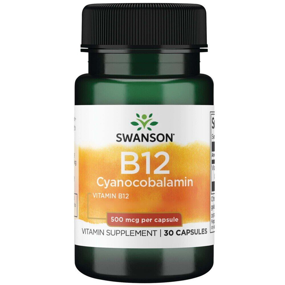 Swanson Vitamin B12 (kyanokobalamin) 500 mcg, 30 tobolek – Viking Supplements