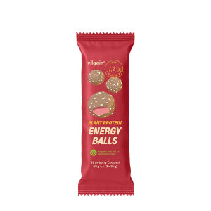 Vilgain Plant Protein Energy Balls BIO Strawberry Coconut (45 g) - Viking Supplements
